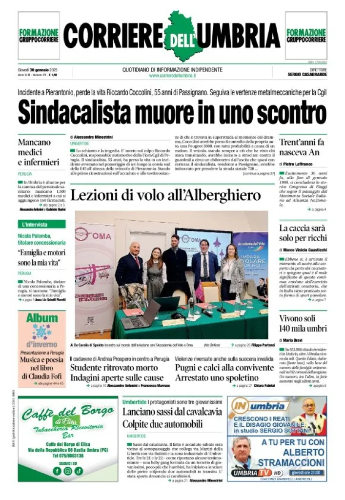 Prima-pagina-corriere umbria-del-2025-01-30